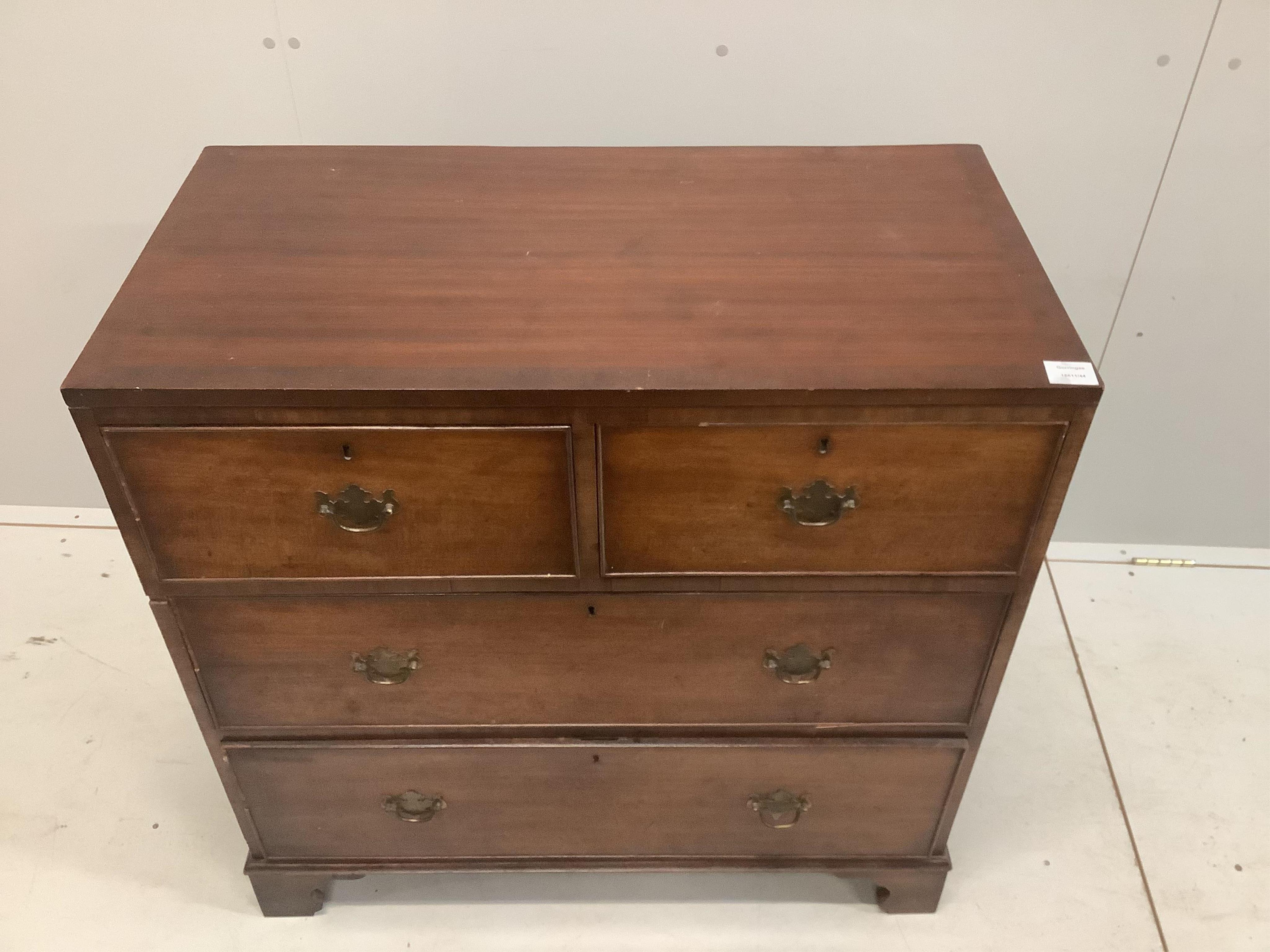 A Regency mahogany straight front chest of drawers, width 89cm, depth 45cm, height 89cm. Condition - fair